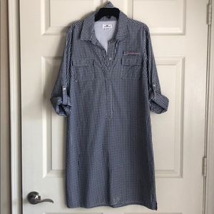Navy Gingham Shirt Dress